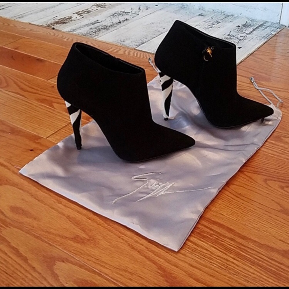 Giuseppe Zanotti Black Suede Zebra Ankle Booties. Used it twice